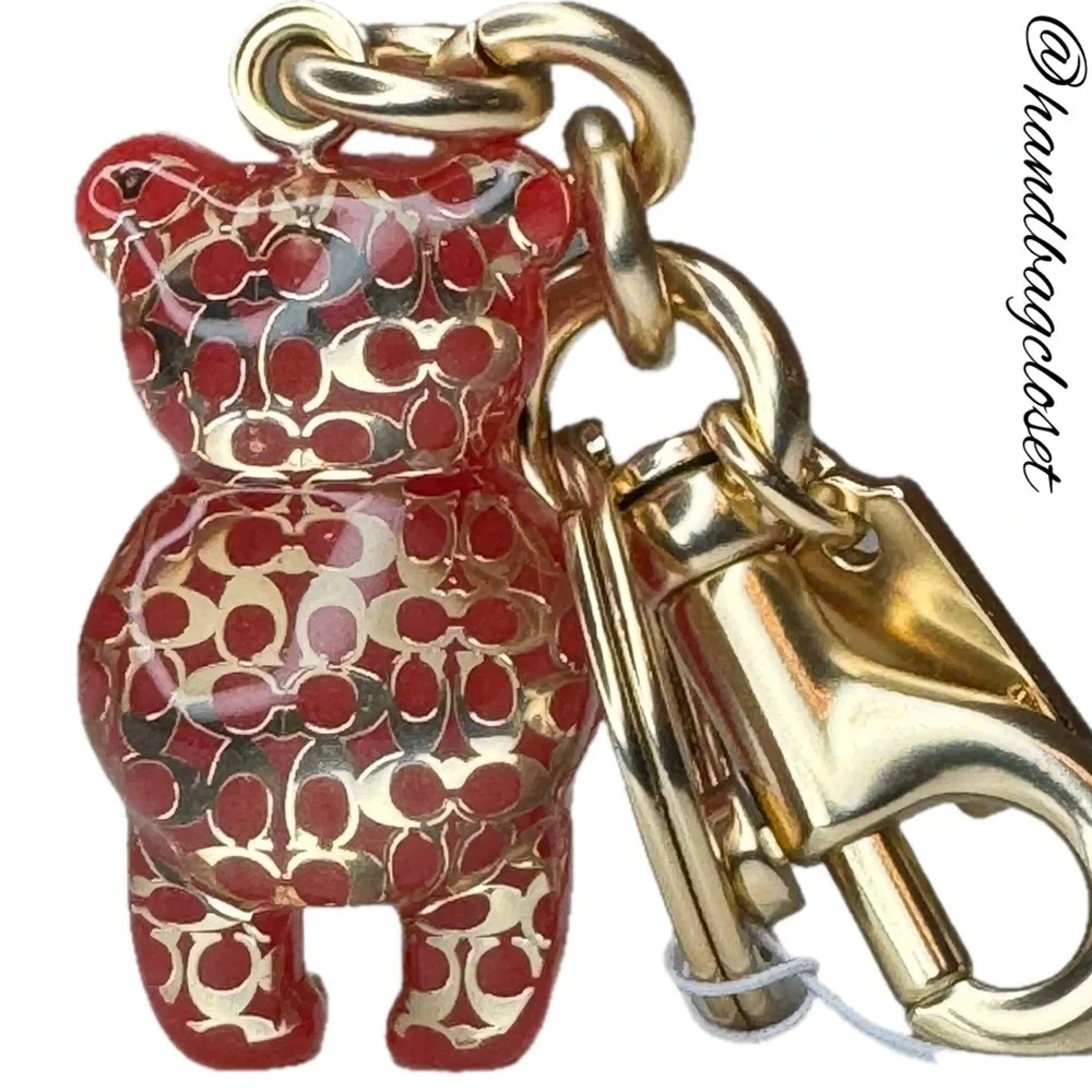 Coach Resin Gummy Bear Bag Charm Gold/Wine CK062 Keychain - Picture 9 of 16